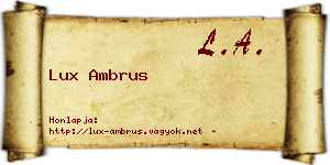 Lux Ambrus névjegykártya